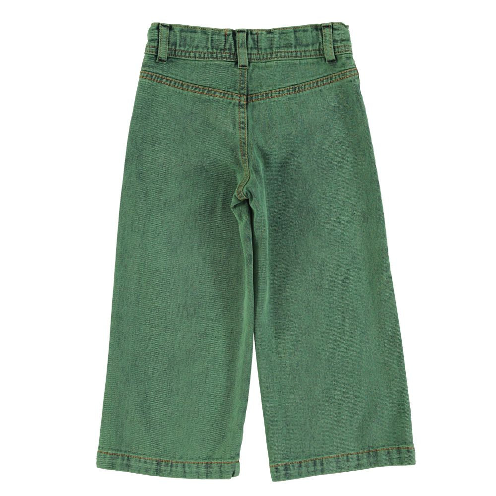 Piupiuchick flare trousers washed green denim