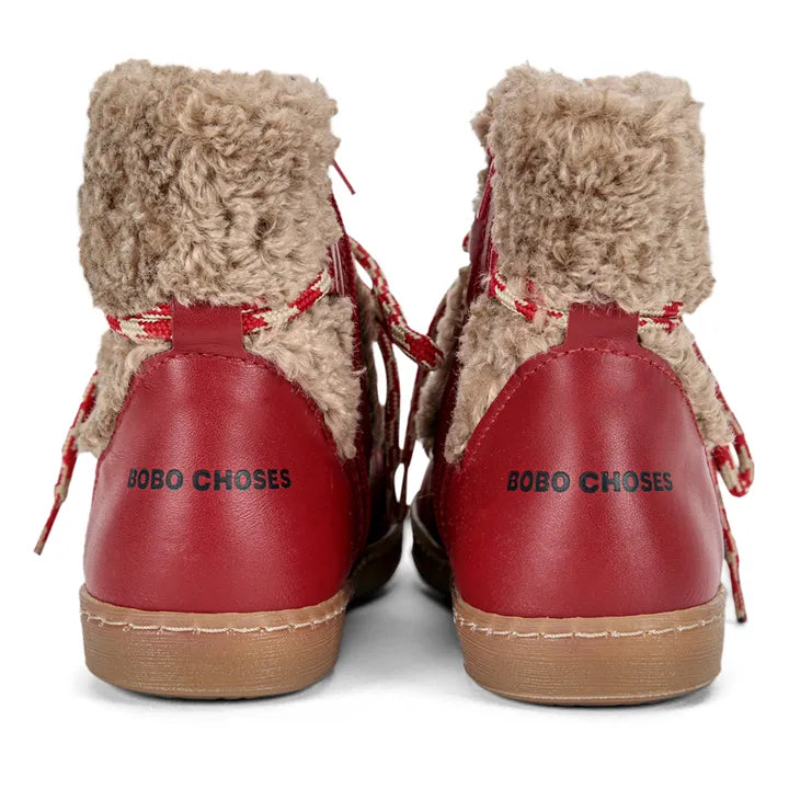 Faux Fur Lined Boots | Red