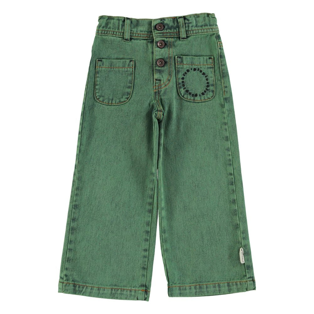 Piupiuchick flare trousers washed green denim