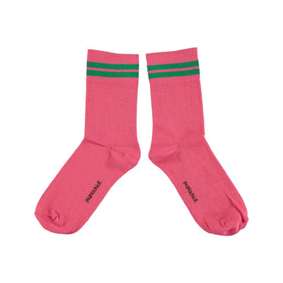 Piupiuchick short socks pink w/ green stripes