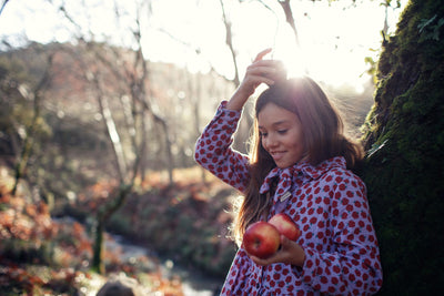 Piupiuchick long dress lilac w/ red apples