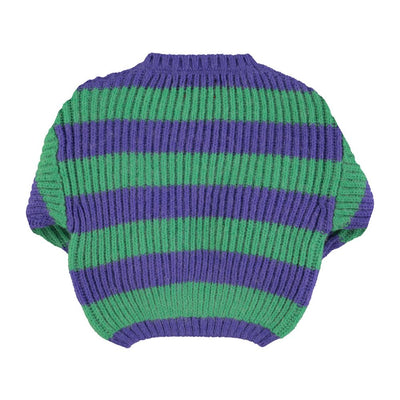 Piupiuchick knitted sweater green & purple stripes