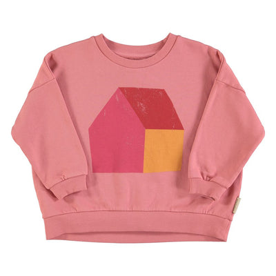 Piupiuchick sweatshirt pink w/ multicolor house print