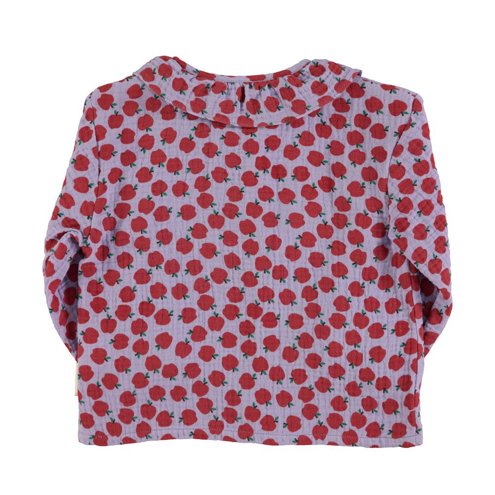 Piupiuchick Blouse w/ round collar lilac w/ red apples