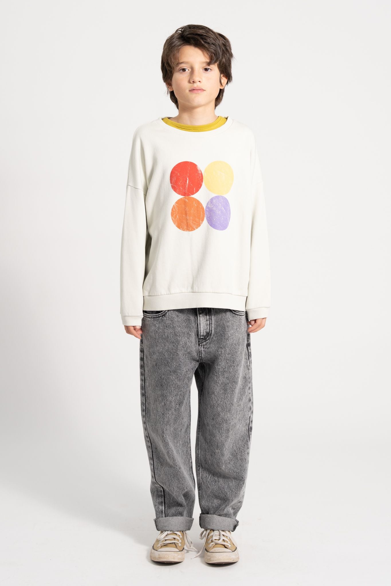 Piupiuchick sweatshirt ecru w/ multicolor circles print