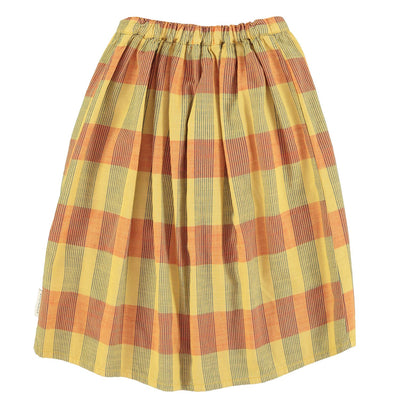 long skirt w/ front pockets | mustard checkered