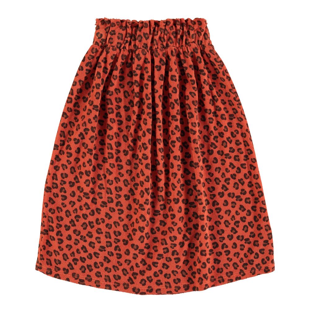 Piupiuchick long terry skirt terracotta w/ animal print