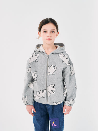 Bobo Choses Fredom Bird all over zipped hoodie