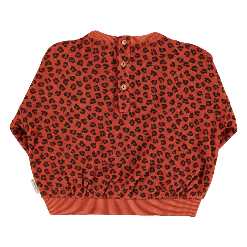 Piupiuchick terry cotton sweatshirt terracotta w/ animal print