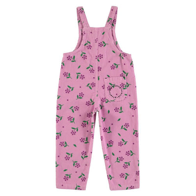 Piupiuchick Dungarees Pink corduroy w/ flowers allover