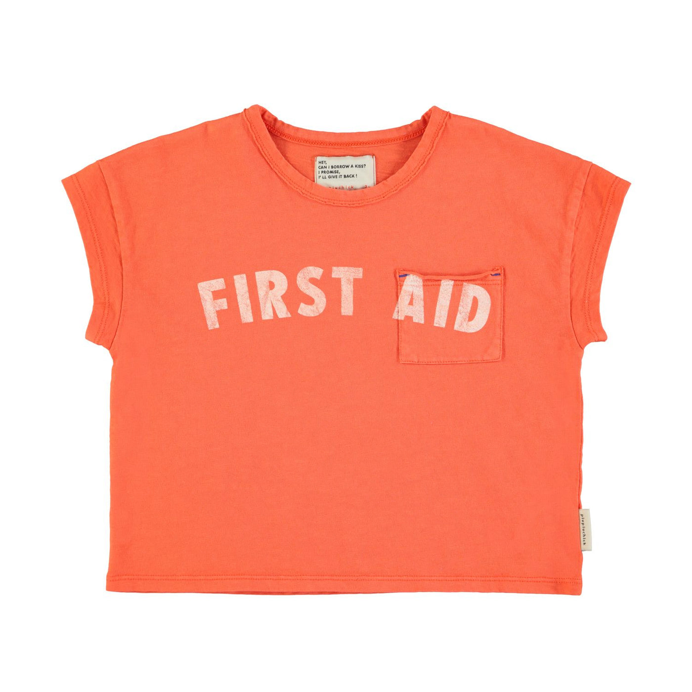 t'shirt | orange w/ "first aid" print