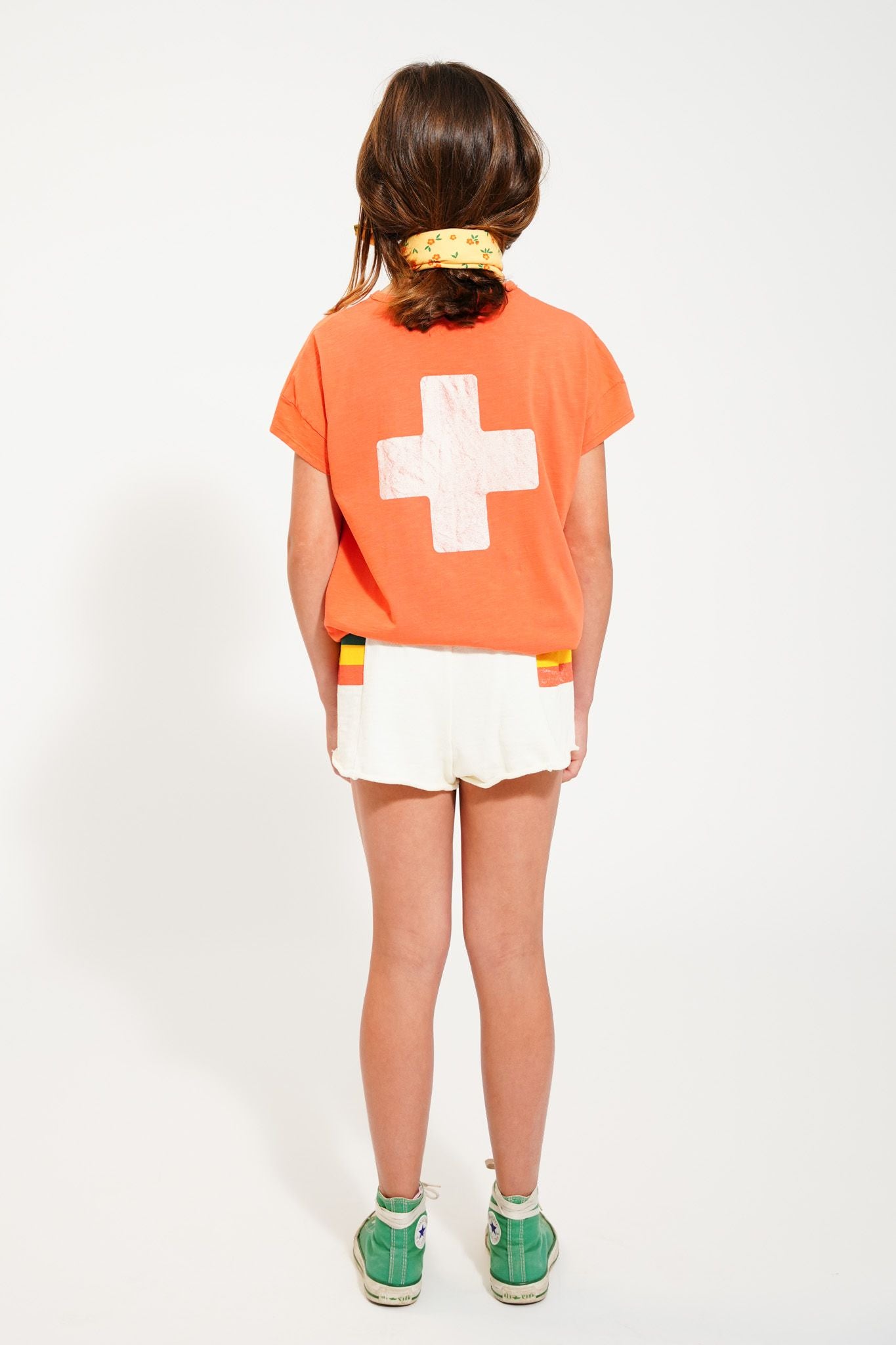 t'shirt | orange w/ "first aid" print