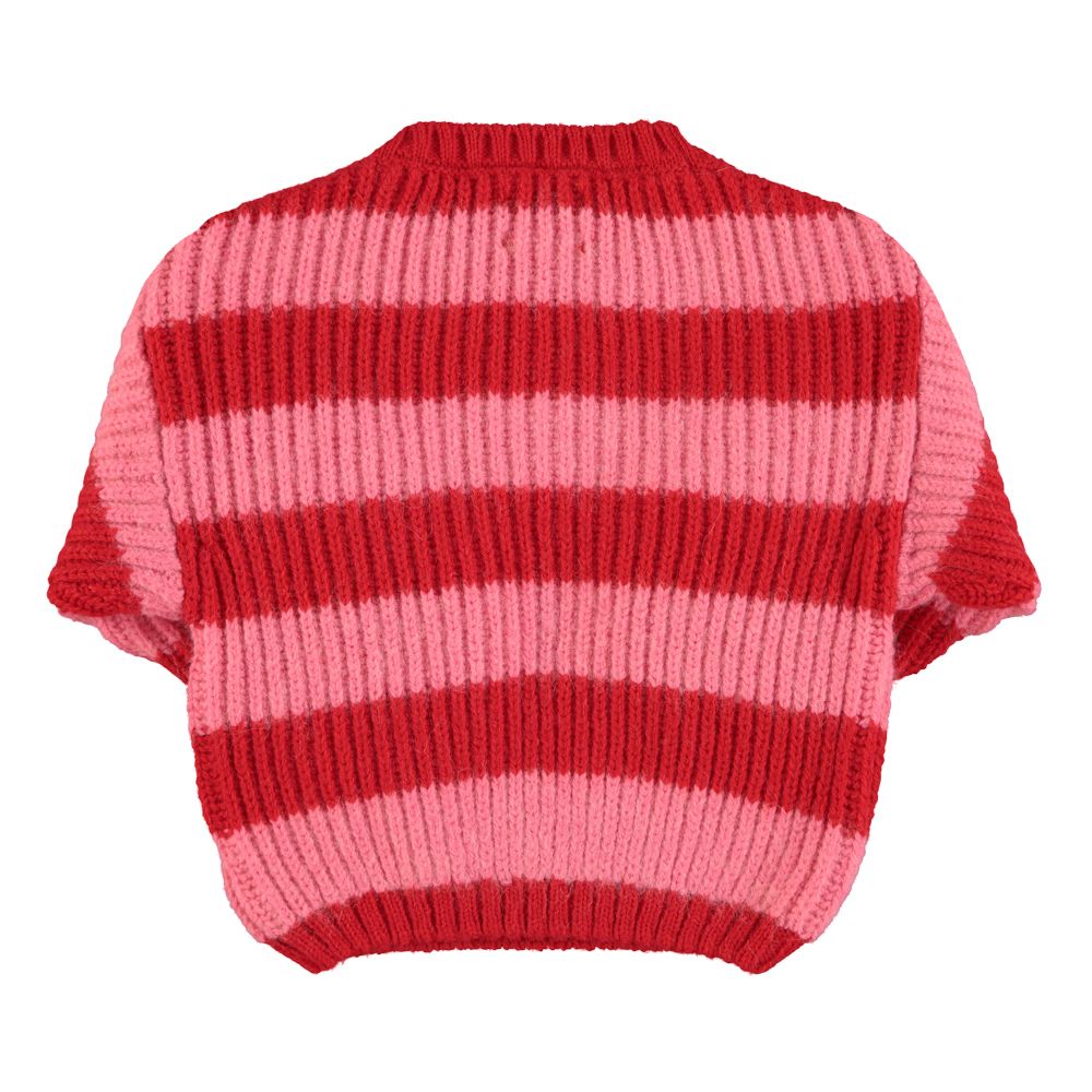 Piupiuchick knitted sweater red & pink stripes