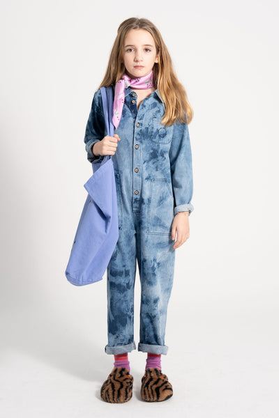 Piupiuchick longsleeve jumpsuit blue tie dye denim