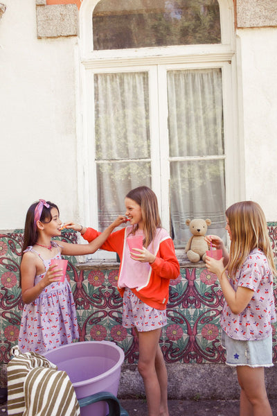 peter pan collar shirt | purple & white checkered w/ cherries