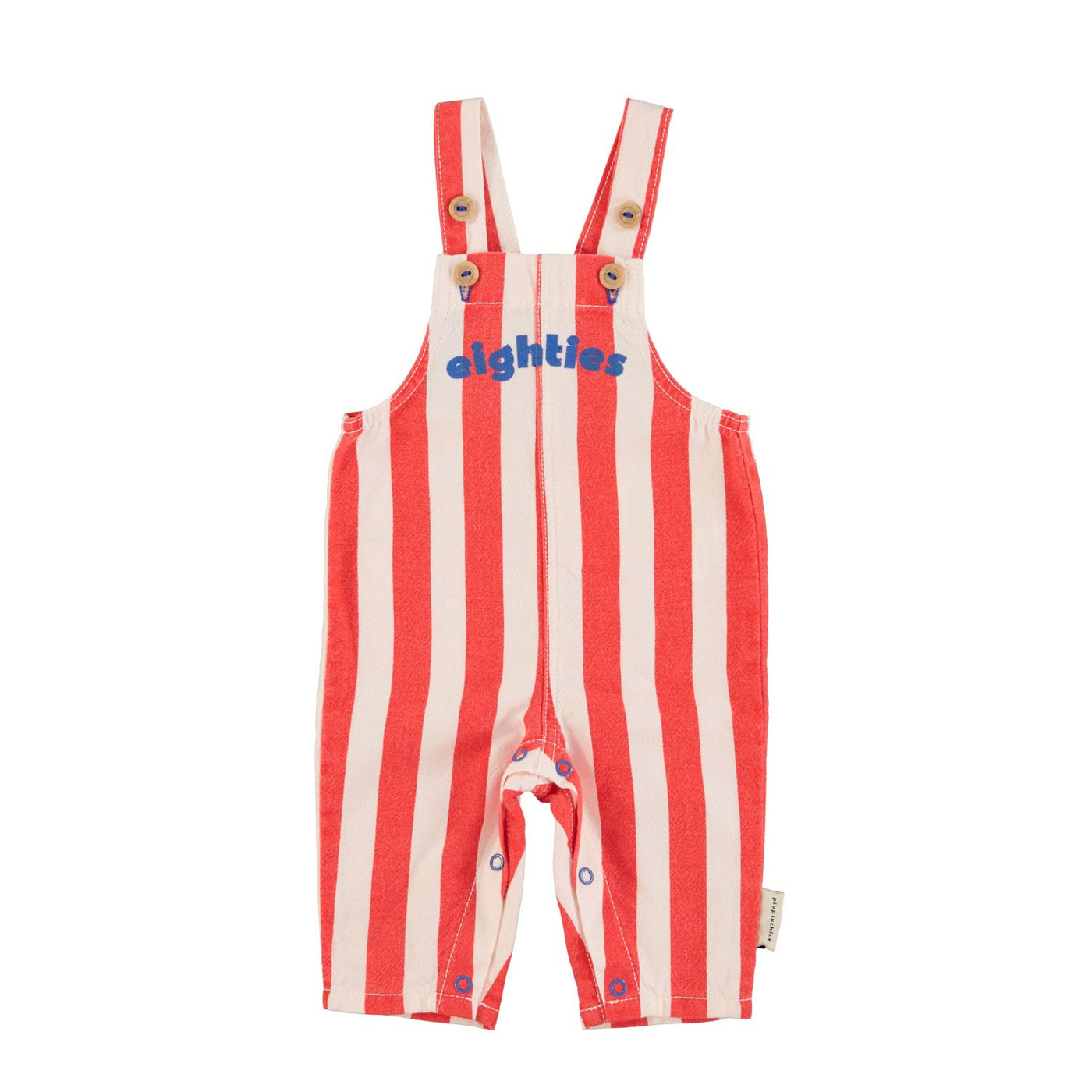 baby dungarees | red & white stripes w/ "eighties" print