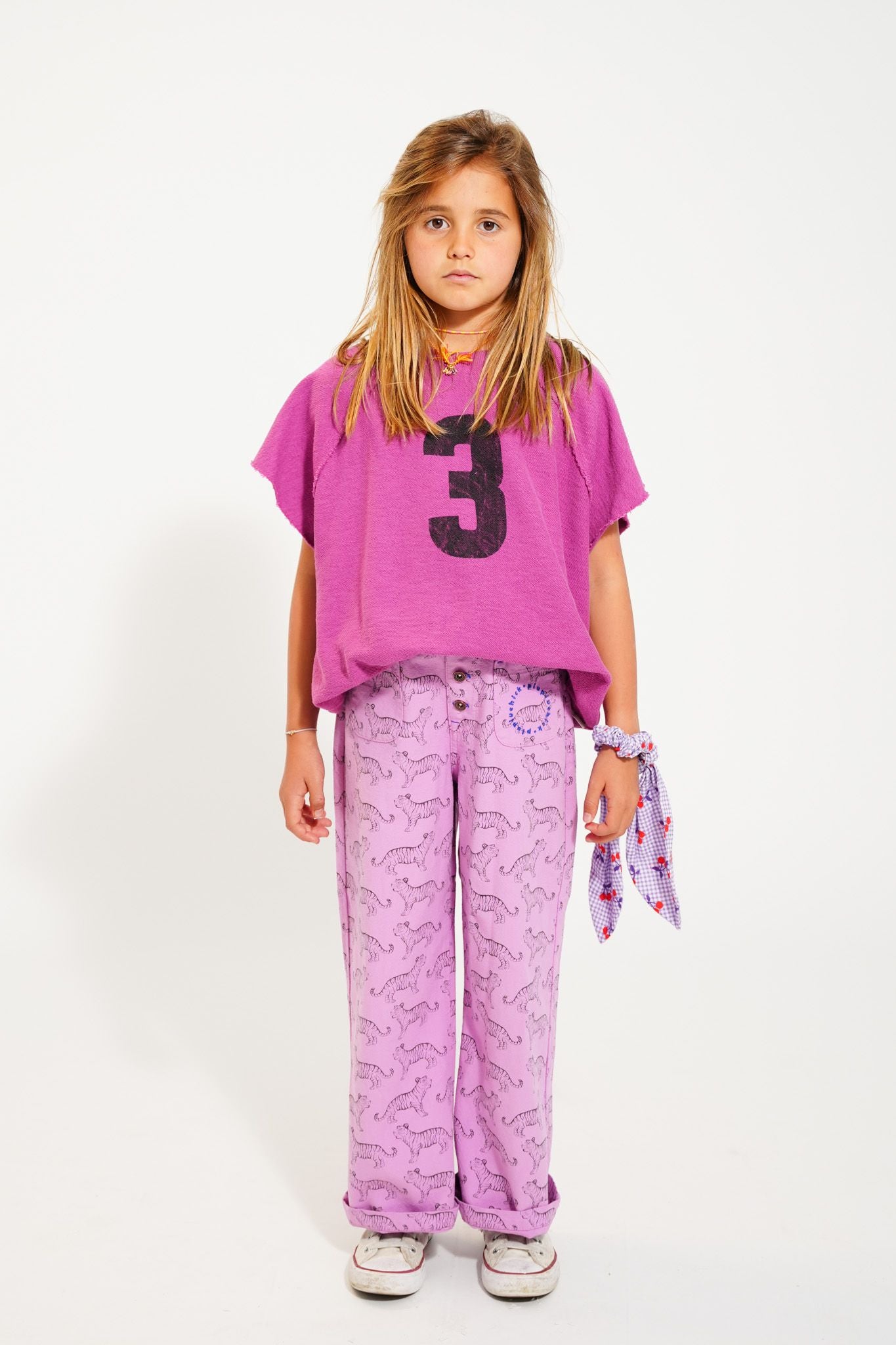 flare trousers | lavender w/ black tigers