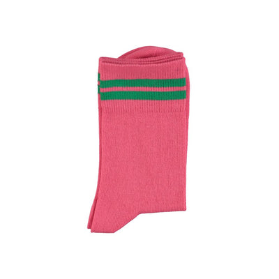 Piupiuchick short socks pink w/ green stripes