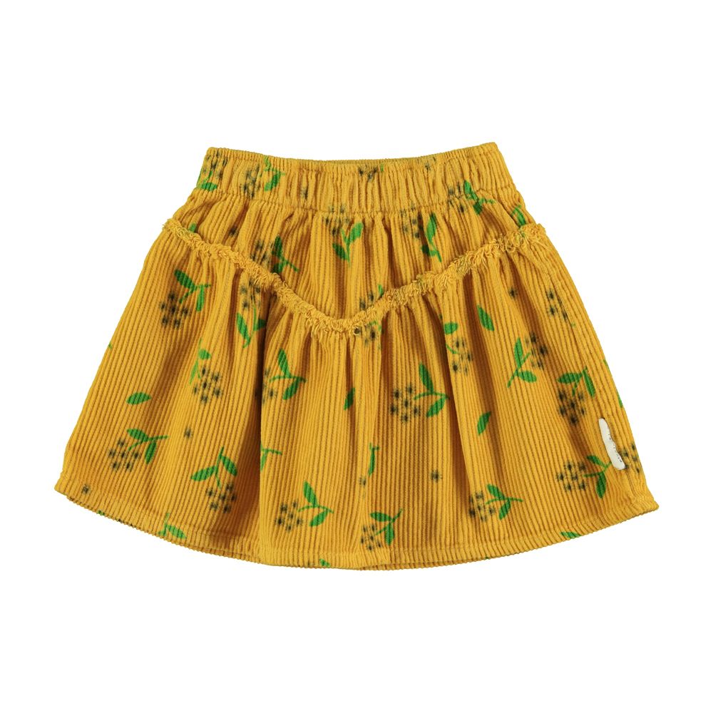 Piupiuchick short skirt yellow mustard w/ flowers allover