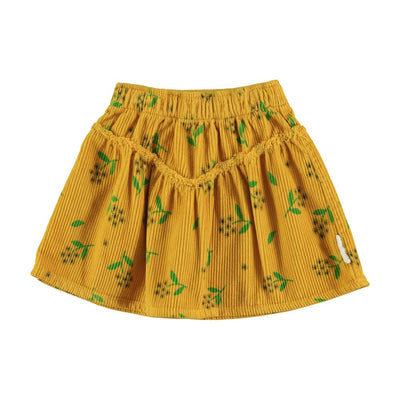 Piupiuchick short skirt yellow mustard w/ flowers allover