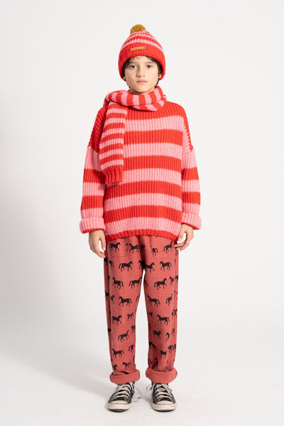 Piupiuchick knitted sweater red & pink stripes