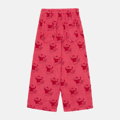 Pantalones rojos con estampado de gatos