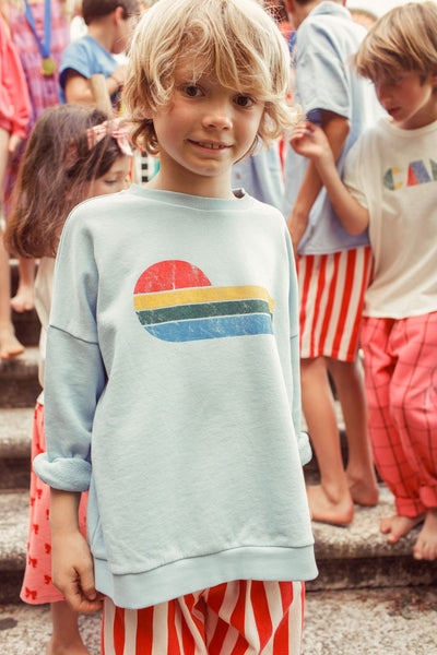 sweatshirt | light blue w/ multicolor wave print