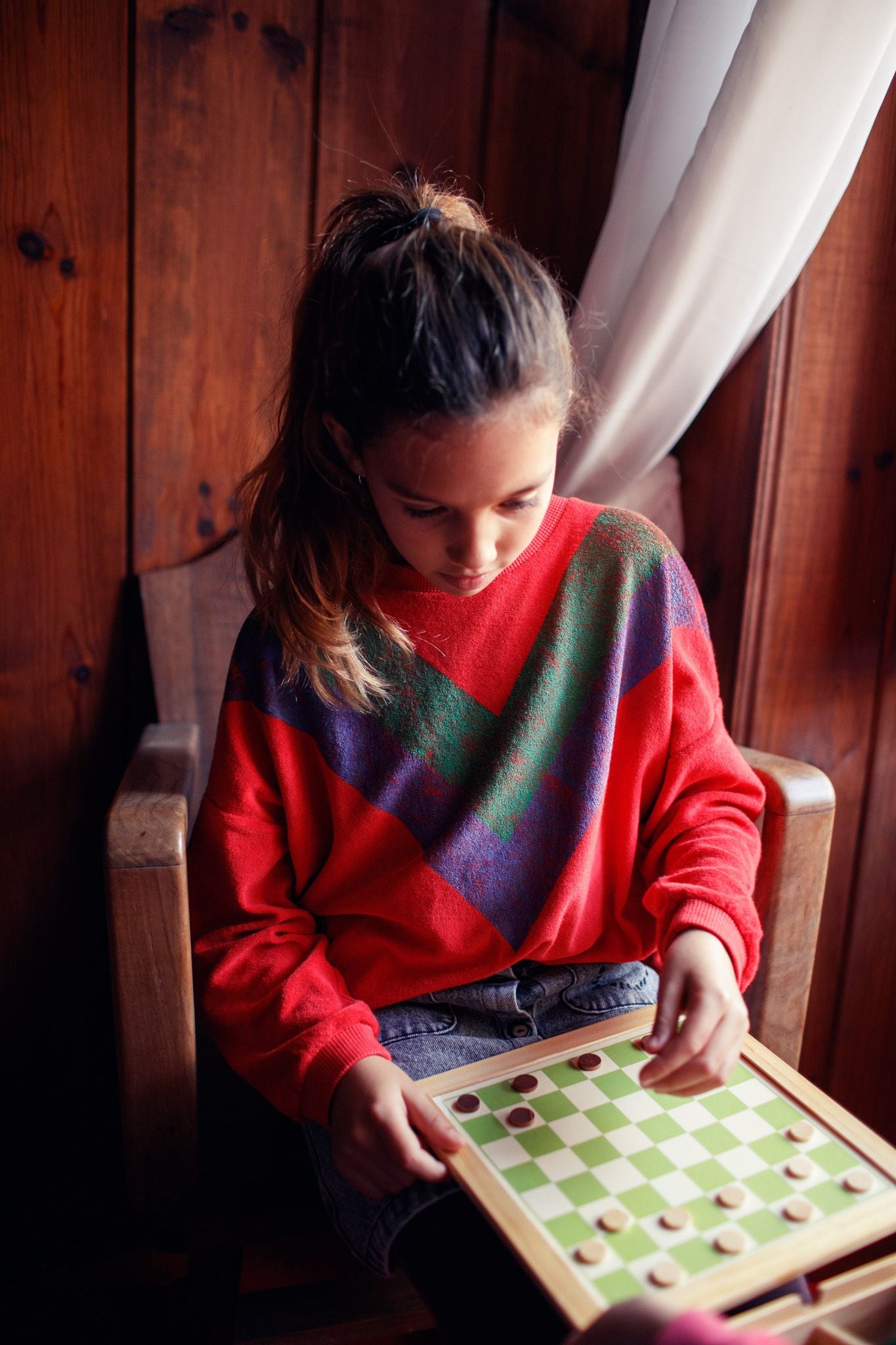 Piupiuchick terry cotton sweatshirt red w/ multicolor triangle print