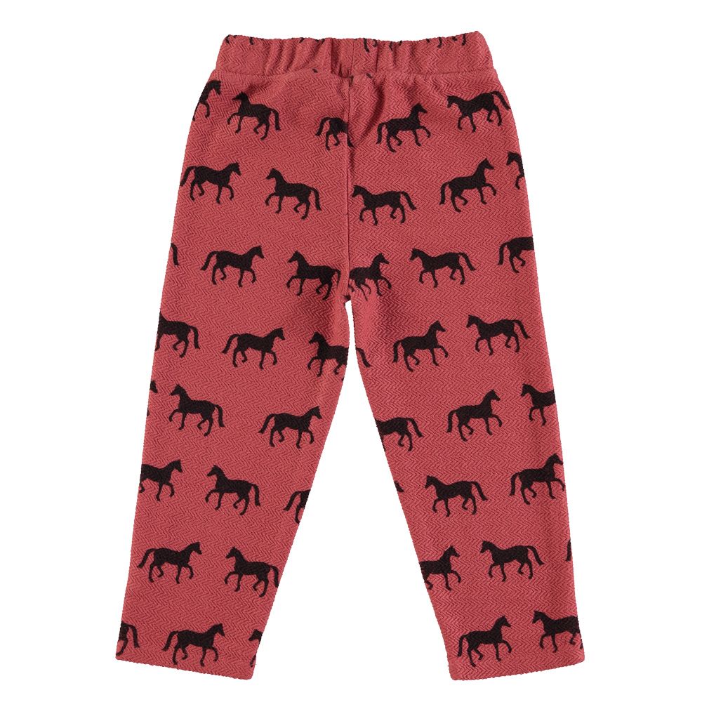 Piupiuchick jogging pants old pink w/ black horses w/ animal print