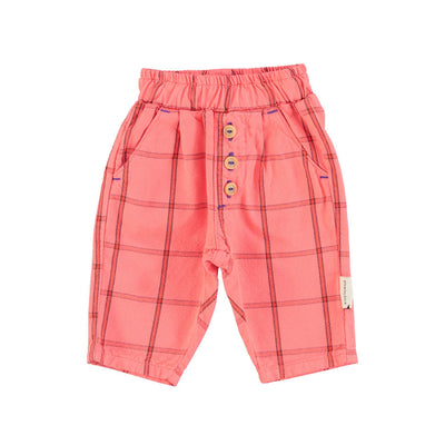 baby unisex trousers | pink checkered