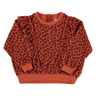 Piupiuchick terry cotton sweatshirt terracotta w/ animal print