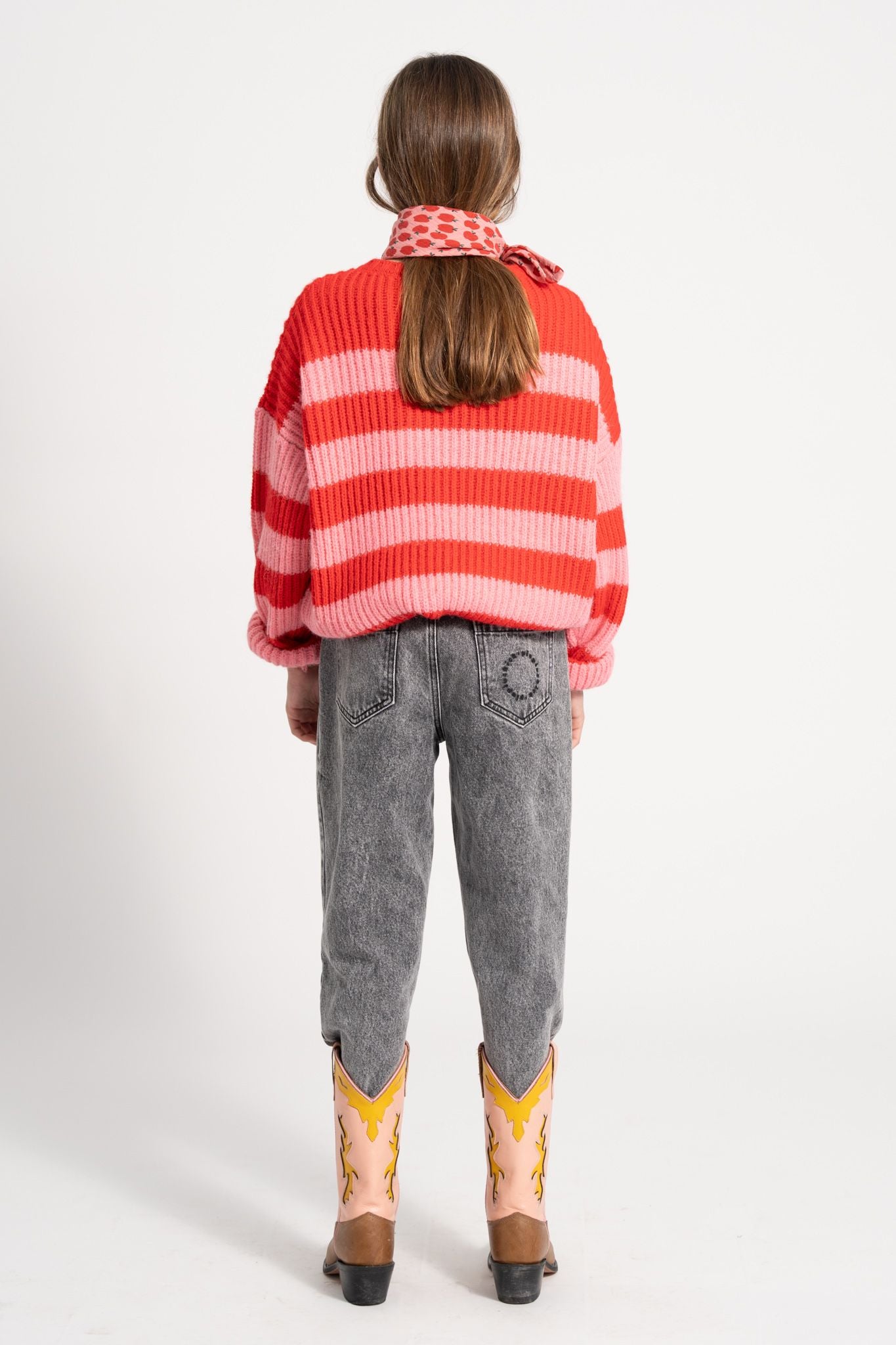 Piupiuchick knitted sweater red & pink stripes