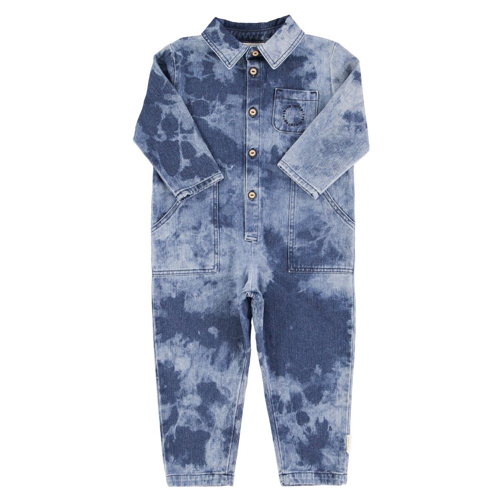 Piupiuchick longsleeve jumpsuit blue tie dye denim