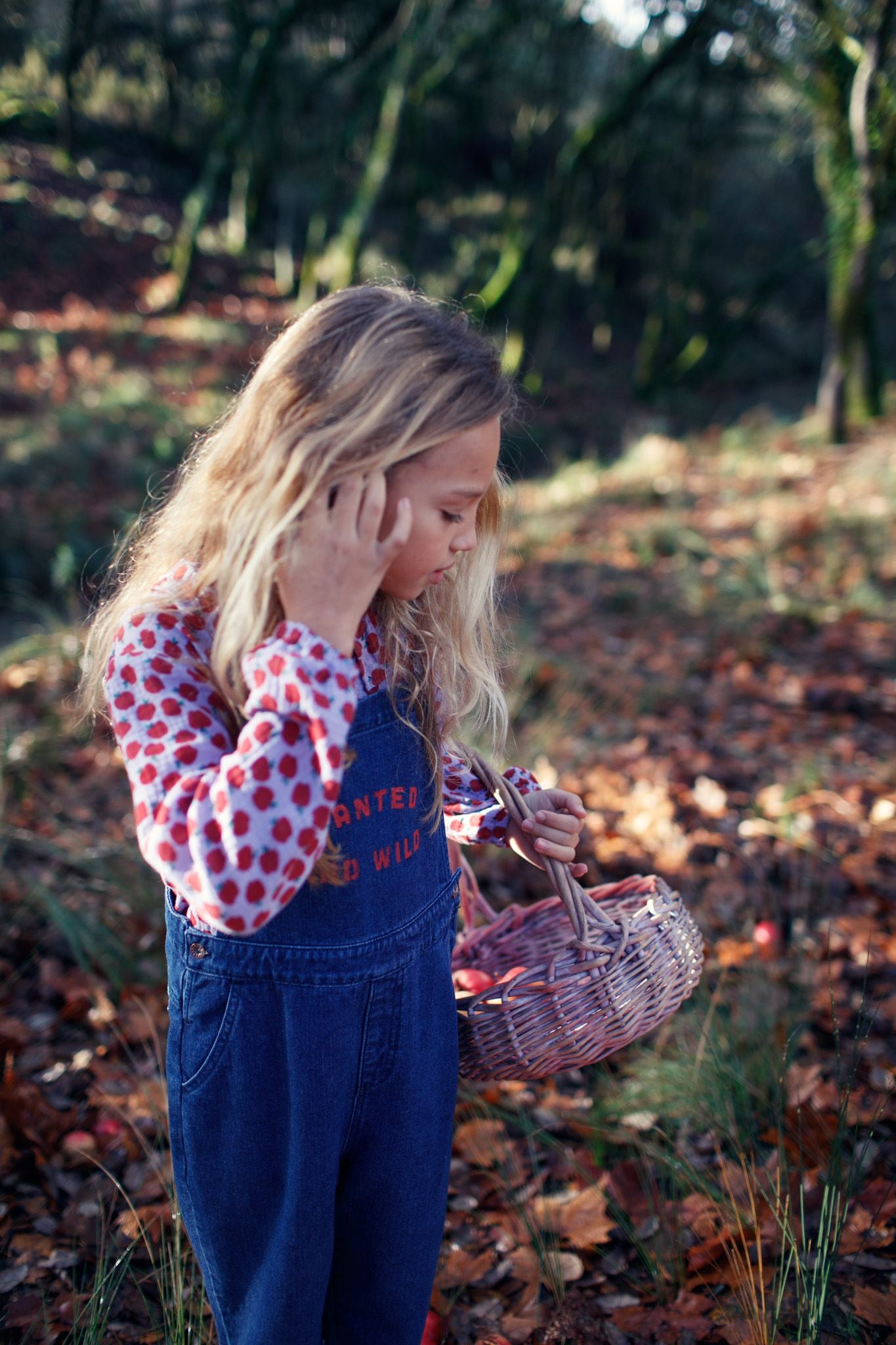 Piupiuchick Blouse w/ round collar lilac w/ red apples