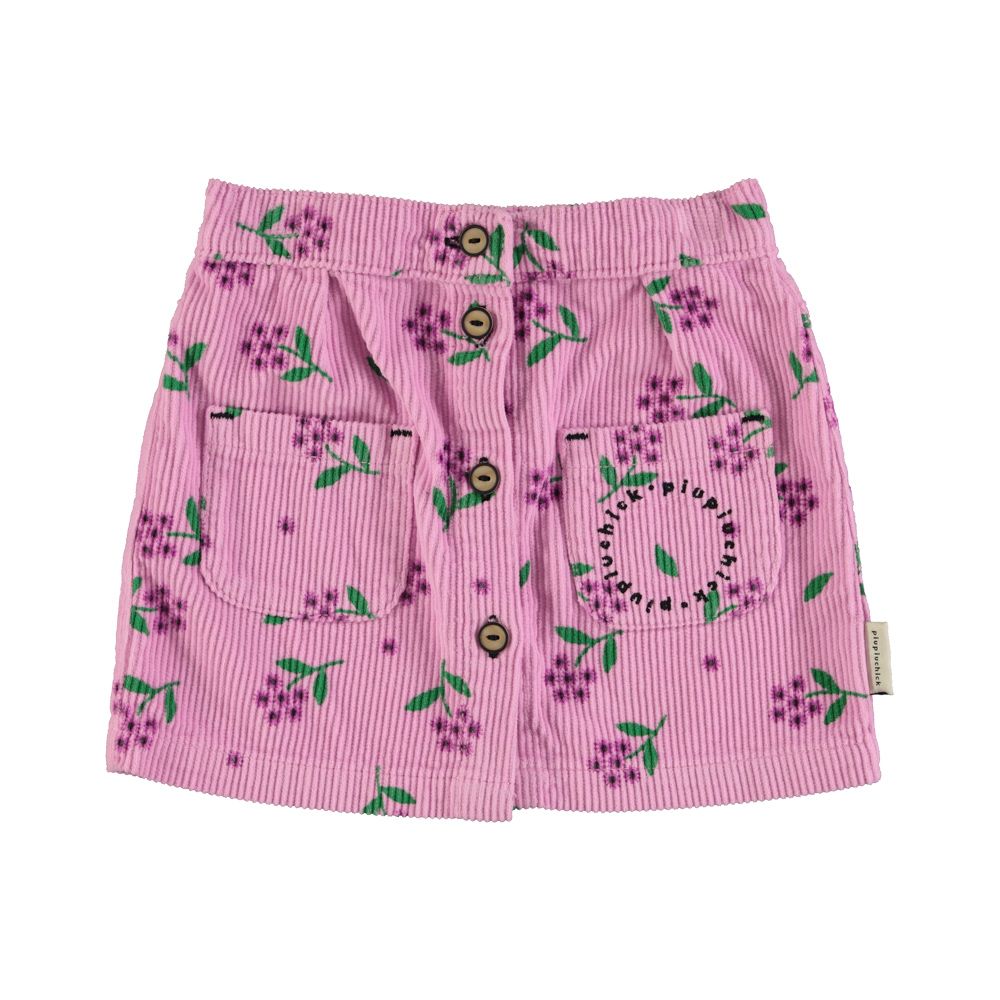 Piupiuchick short skirt pink corduroy w/ flowers allover