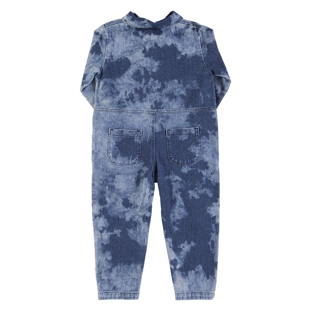 Piupiuchick longsleeve jumpsuit blue tie dye denim