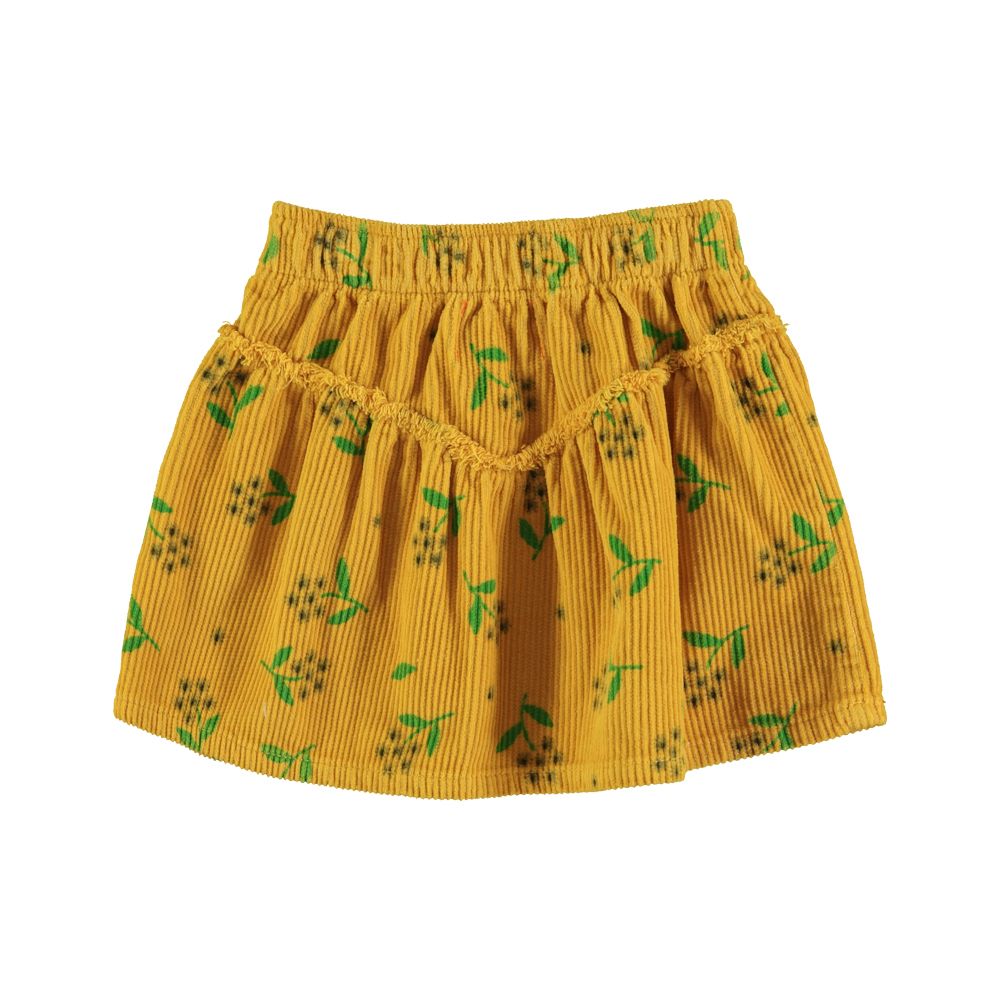 Piupiuchick short skirt yellow mustard w/ flowers allover