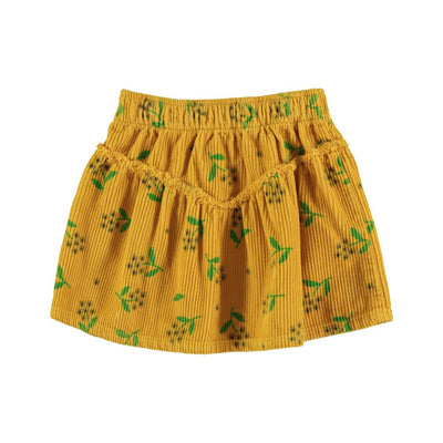 Piupiuchick short skirt yellow mustard w/ flowers allover