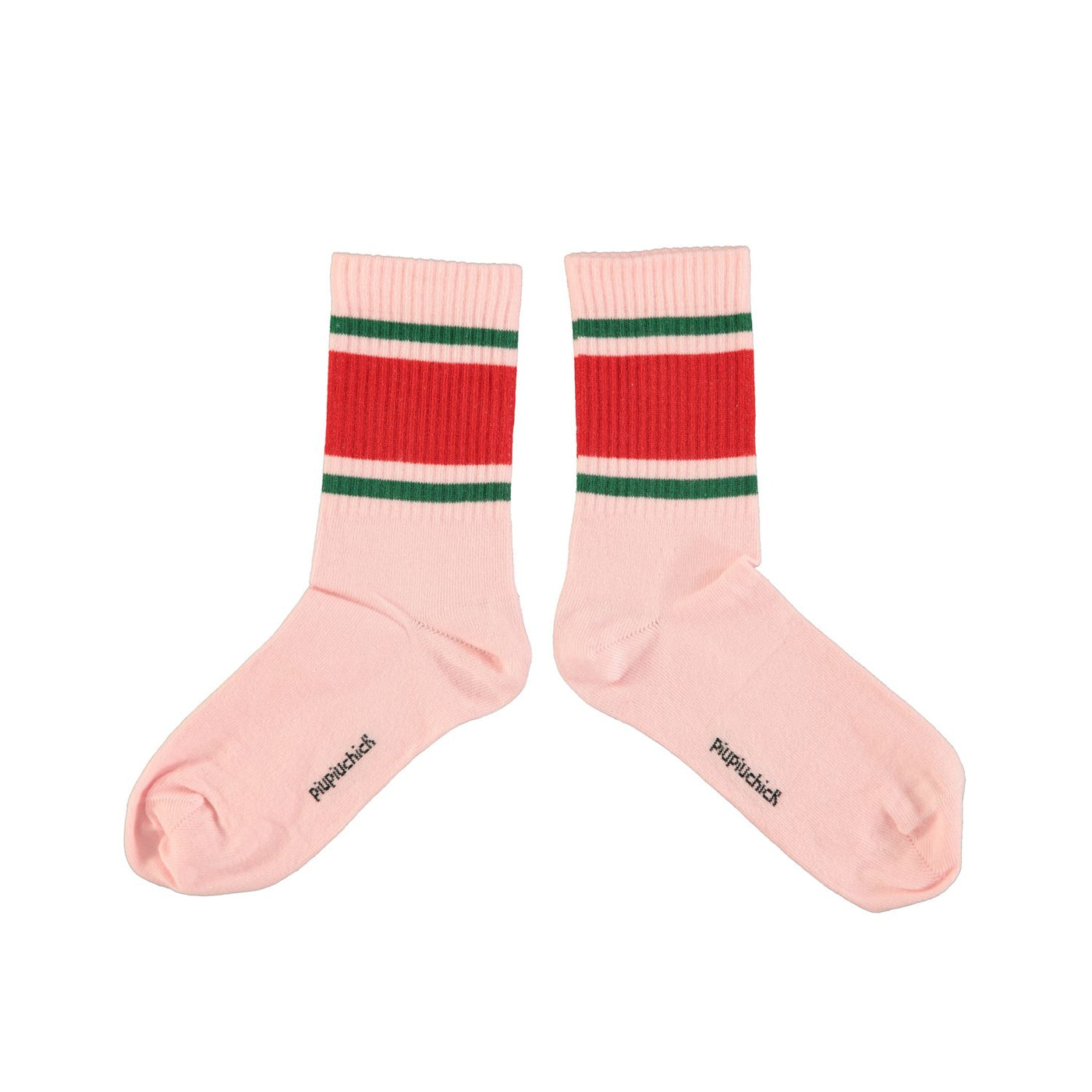 socks | pink w/ red & green stripes