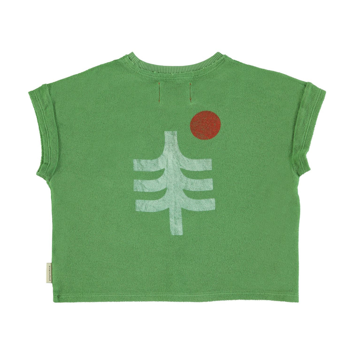 t'shirt | green w/ "mountain lake" print