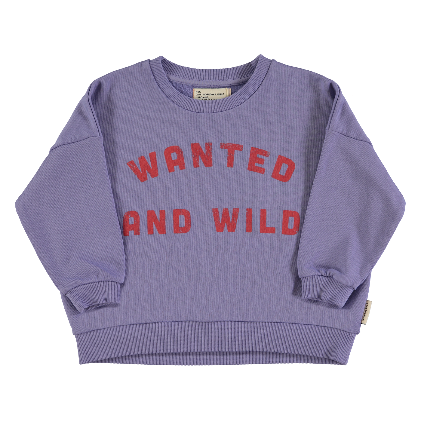 Piupiuchick sweatshirt purple w/ "wanted and wild" print