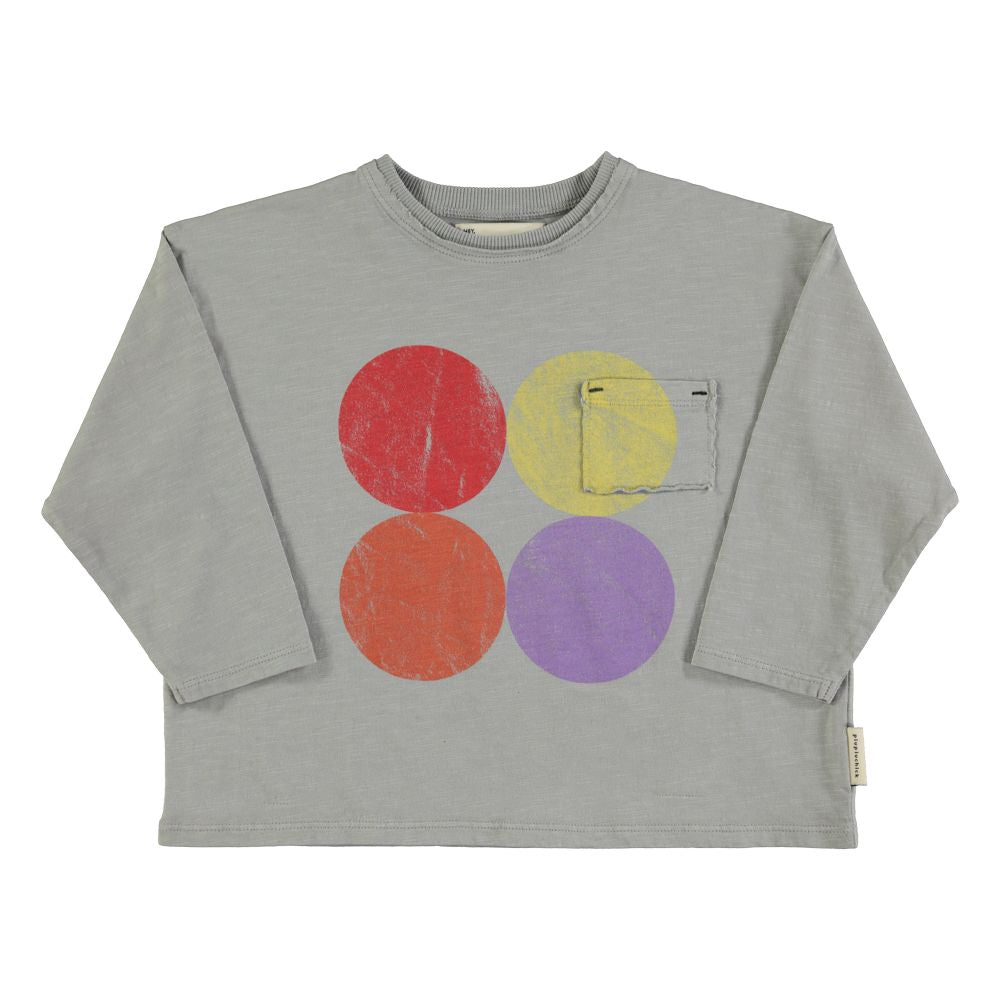 Piupiuchick longsleeve grey w/ multicolor circles print