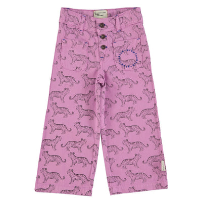 flare trousers | lavender w/ black tigers