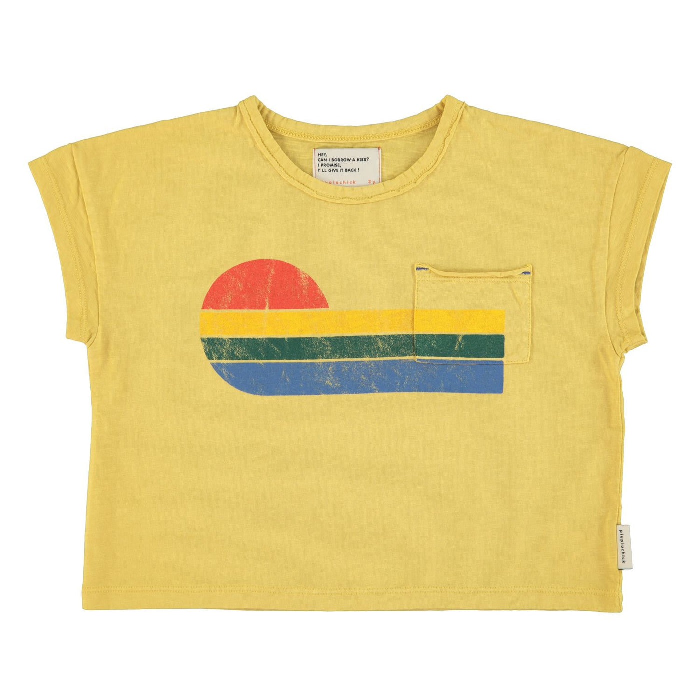 t'shirt | yellow w/ multicolor wave print