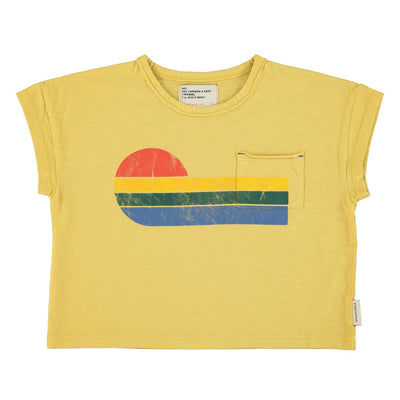 t'shirt | yellow w/ multicolor wave print