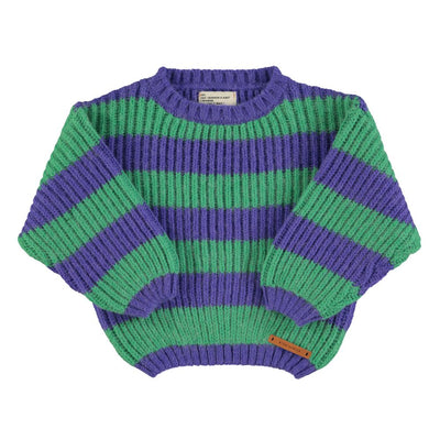 Piupiuchick knitted sweater green & purple stripes