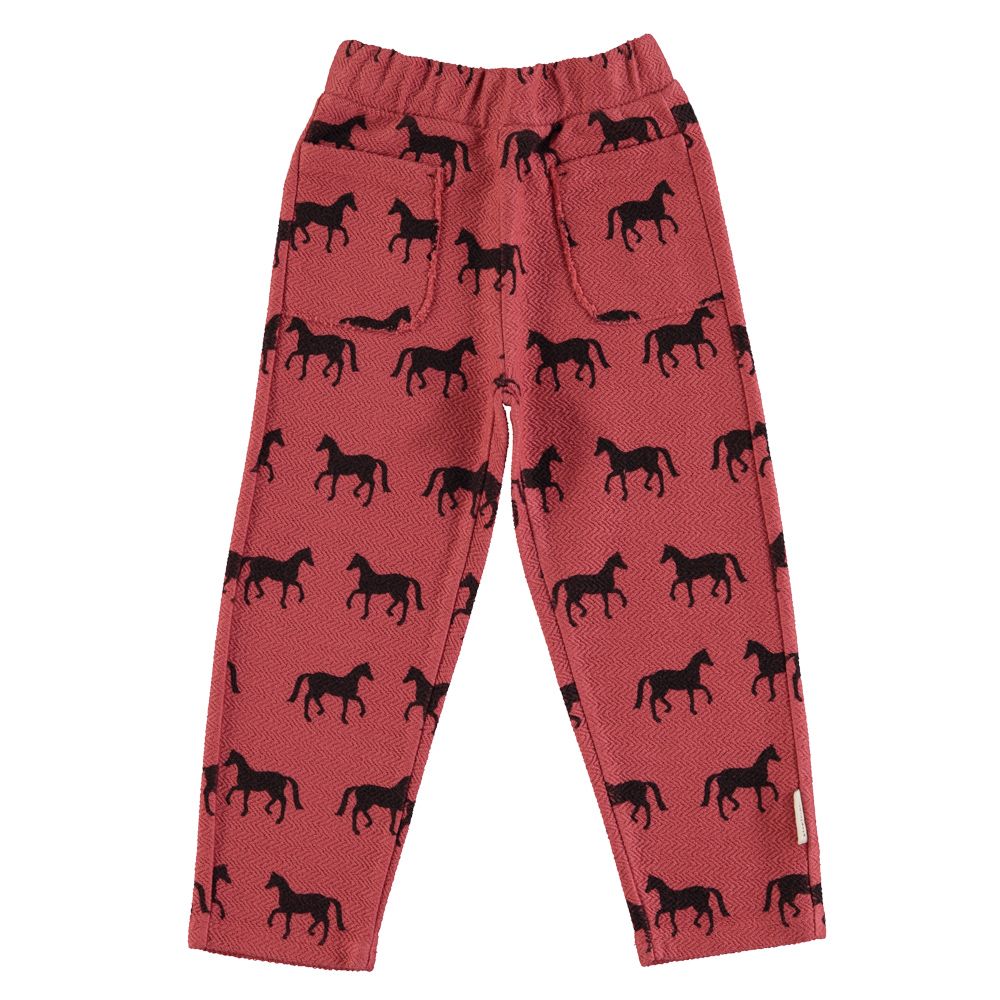 Piupiuchick jogging pants old pink w/ black horses w/ animal print