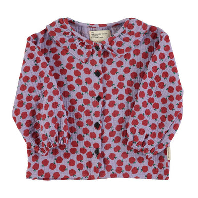 Piupiuchick Blouse w/ round collar lilac w/ red apples