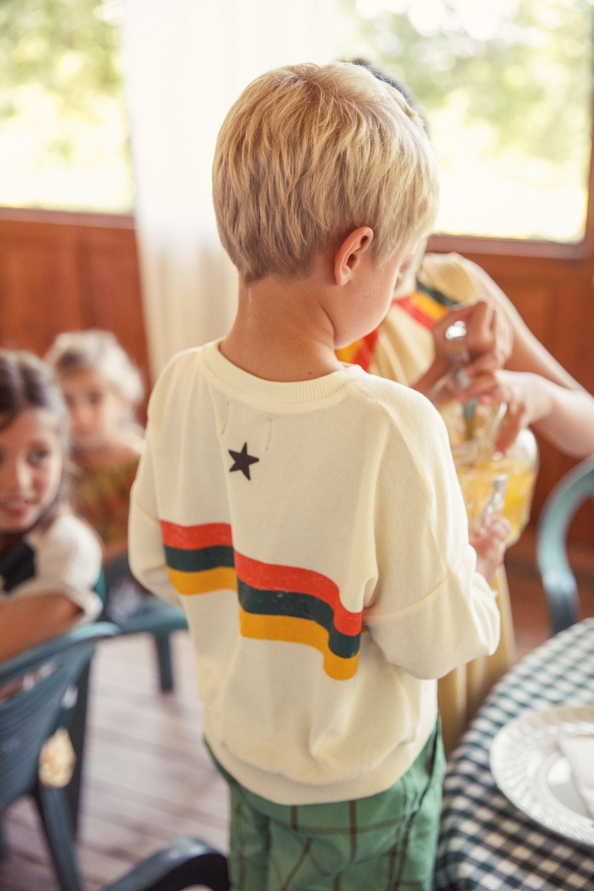 sweatshirt | ecru w/ multicolor stripes print