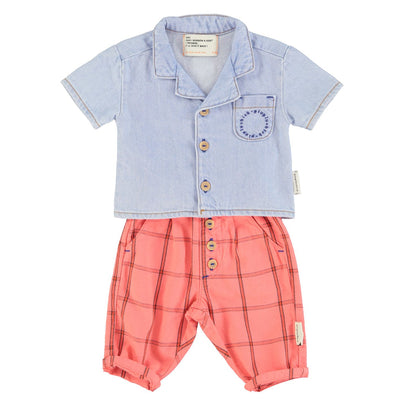 baby unisex trousers | pink checkered